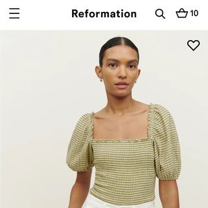 NWT reformation Marilyn top, checkered, size S